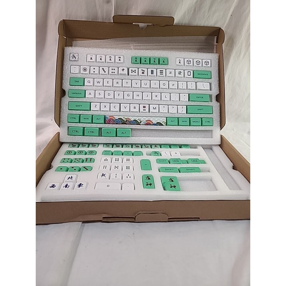 Chinese Mahjong Theme XDA Keycaps PBT 130 Keycaps in Box for Cherry MX Keyboard